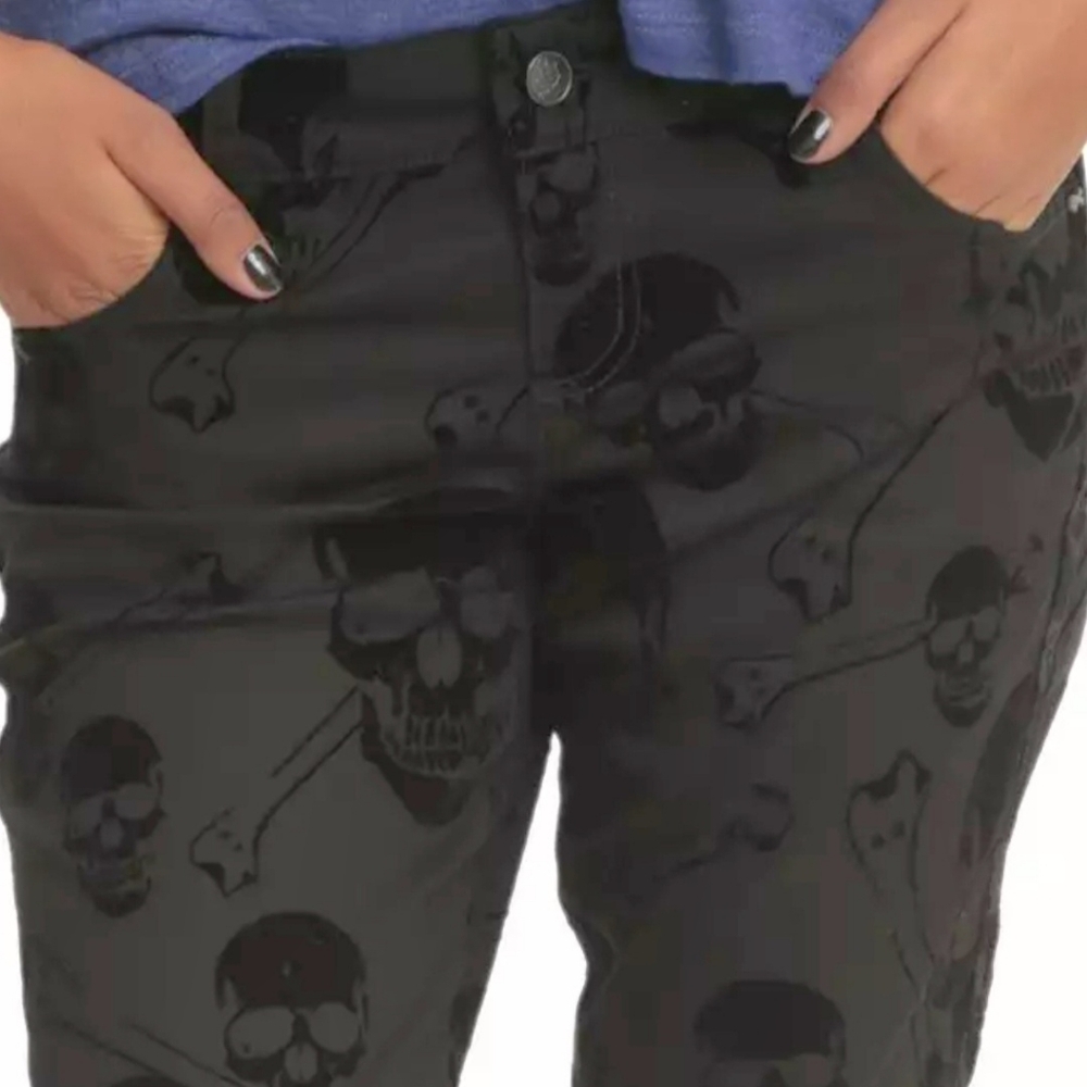 RARE - Skull Print Black Women's Pants Jeans Punk